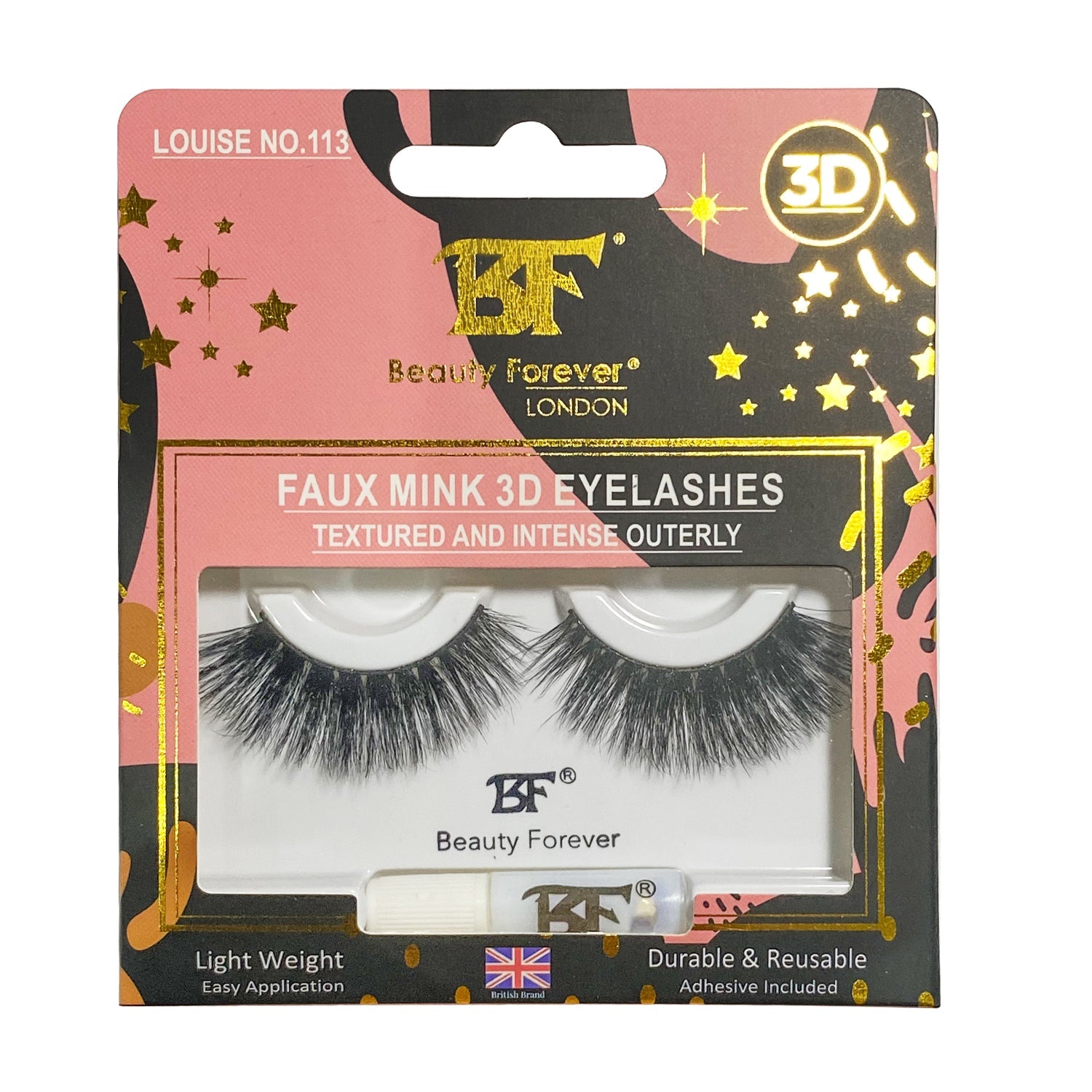 Faux Mink 3D Eyelashes Louise No. 113(Textured and intense outerly) - Beauty Forever London