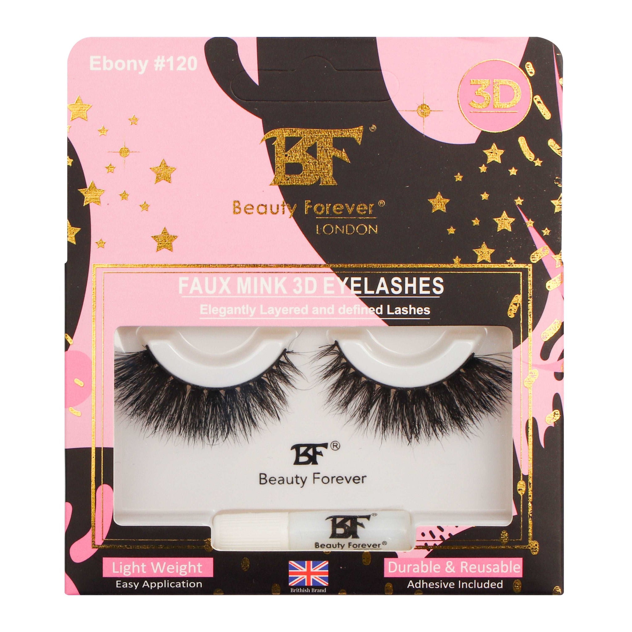 Beauty Forever Faux Mink 3D False Eyelashes in Ebony #120