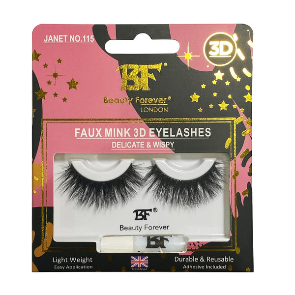 Faux Mink 3D Eyelashes Janet No. 115 Janet (Delicate and wispy) - Beauty Forever London