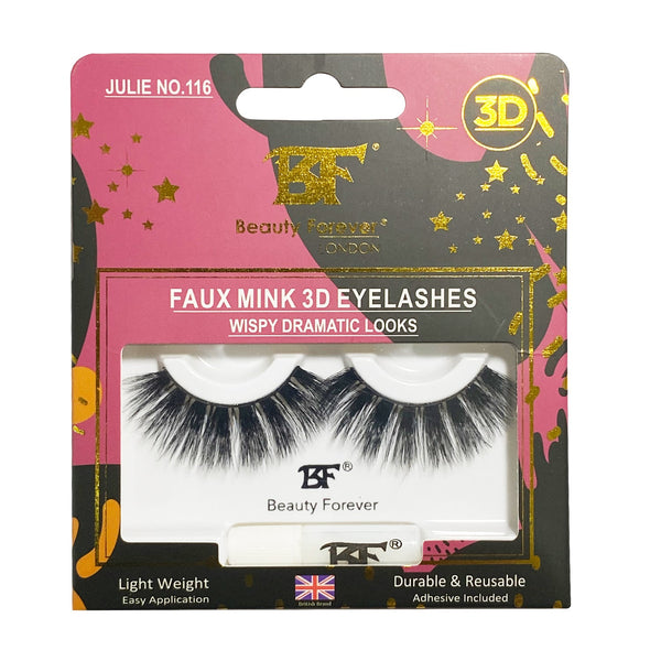 Faux Mink 3D Eyelashes Julie No.116 (Wispy and dramatic looks) - Beauty Forever London