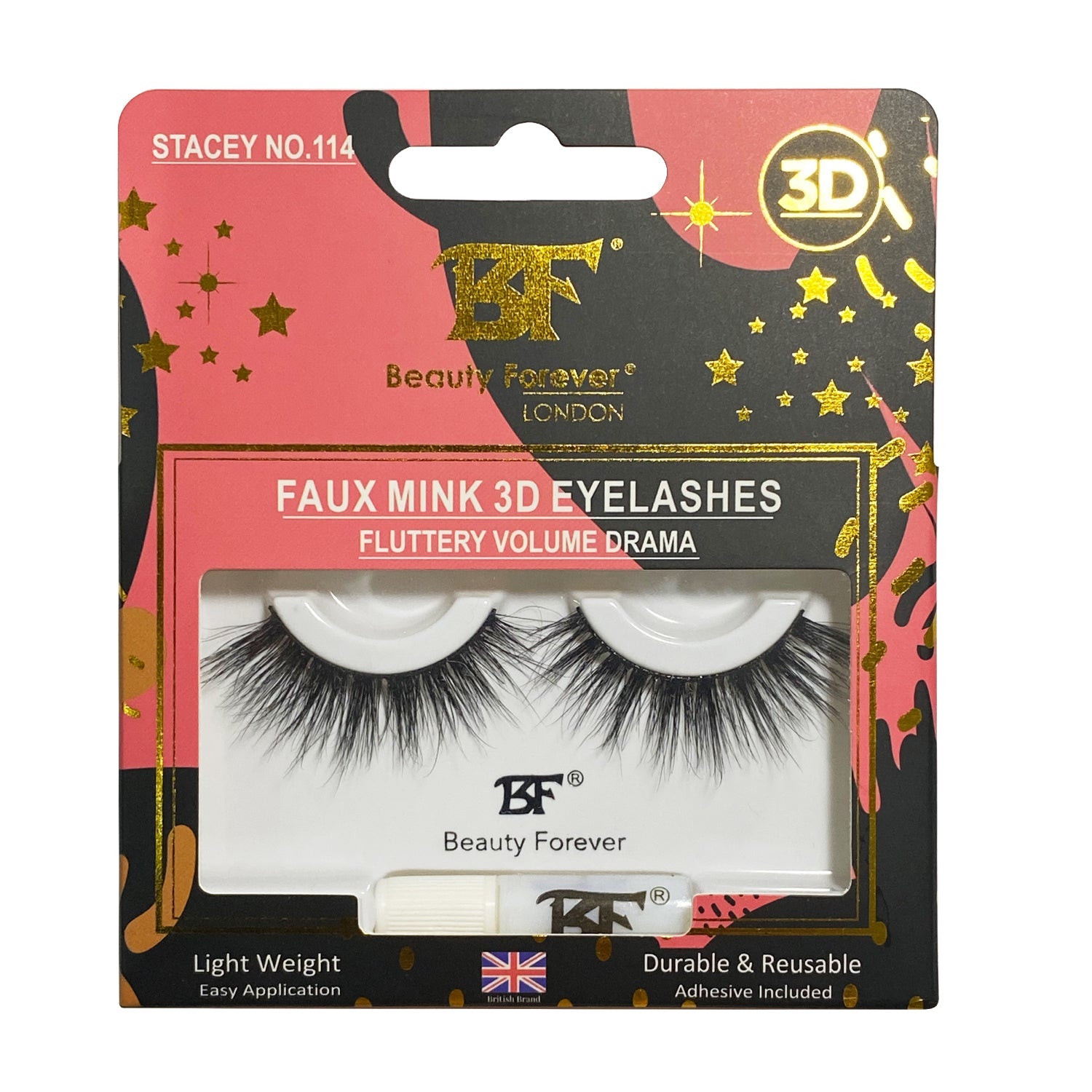Faux Mink 3D Eyelashes Stacey No. 114 (Fluttery volume) - Beauty Forever London